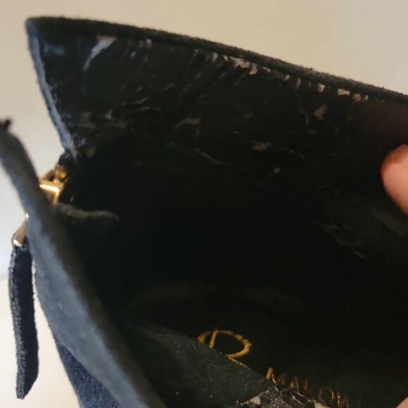 B Makowsky Black Suede Pull on Heeled Ankle Boots Size 9M - Picture 12 of 13